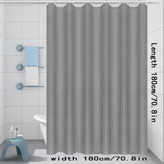 Waterproof Shower Curtain with Metal Buckle and Hooks