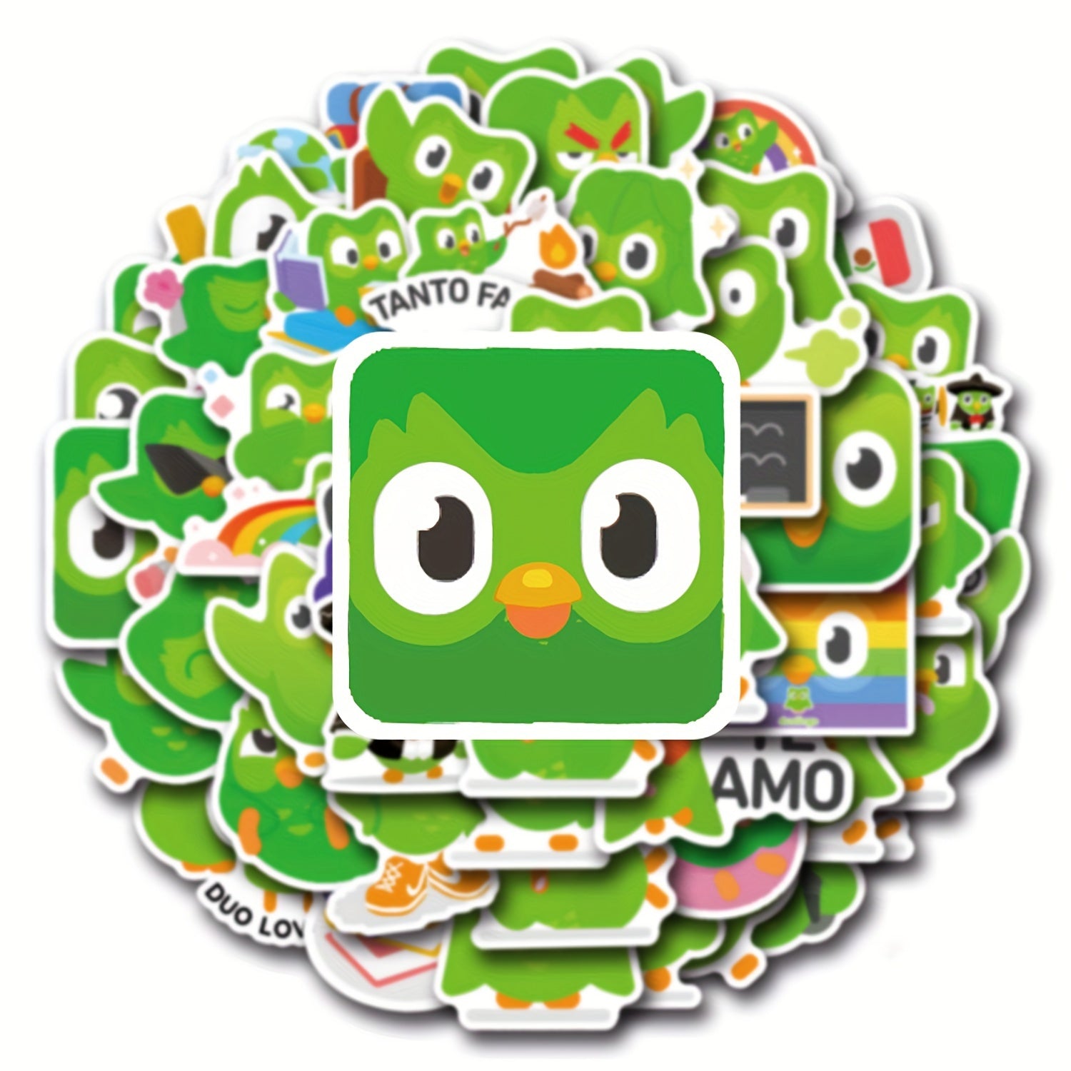 55 Duolingo Cartoon Stickers for Personalizing Items