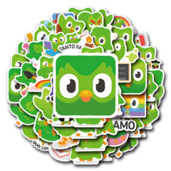 55 Duolingo Cartoon Stickers for Personalizing Items
