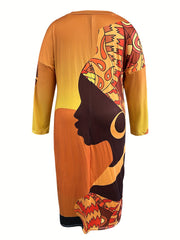  Casual Dress Women's Plus Cartoon Print Maxi Dress