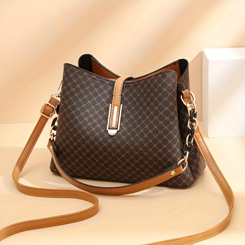 Plaid Pattern Bucket Bag Crossbody Purse