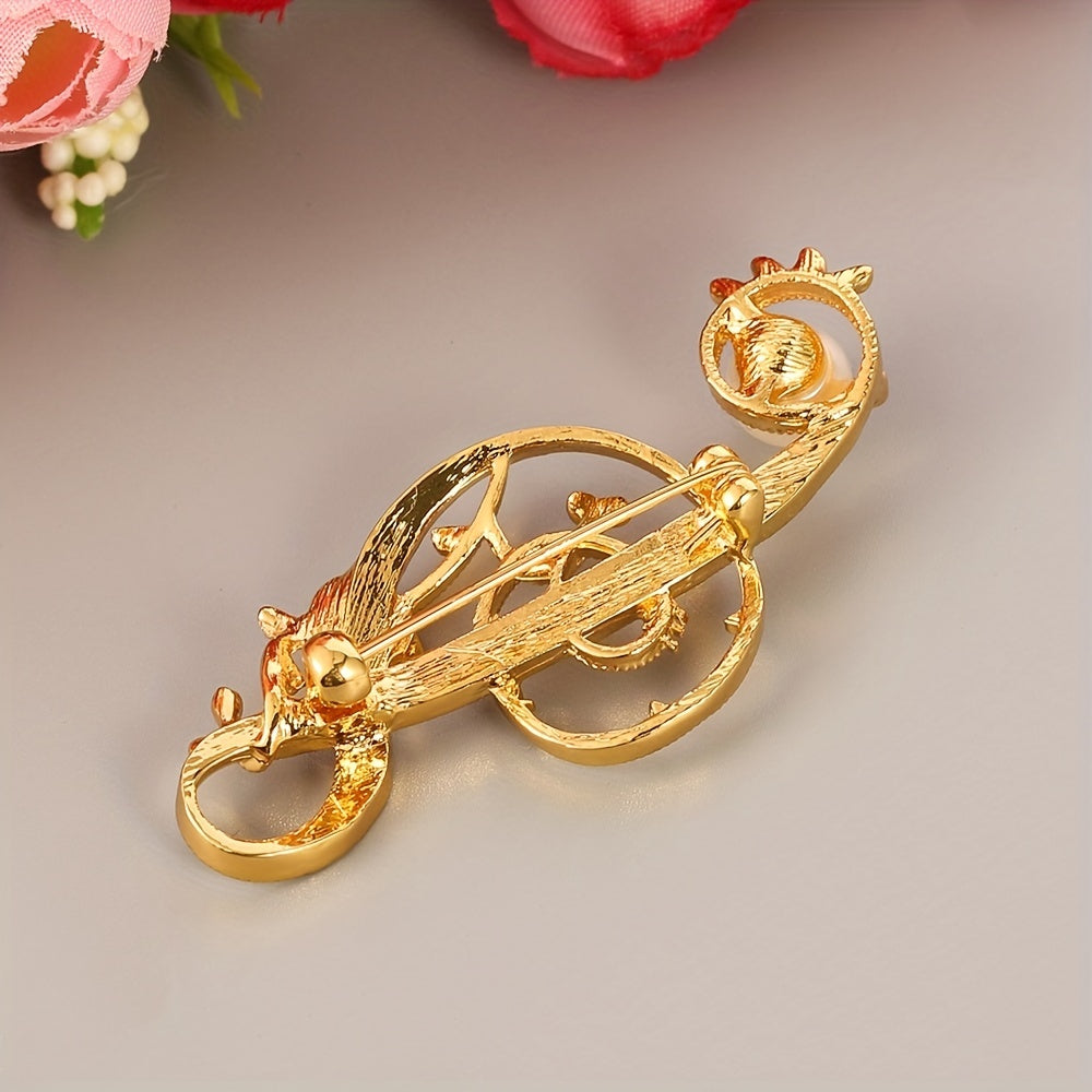Music Note Brooch Pin Crystal Suit Brooch Pearl Jewelry