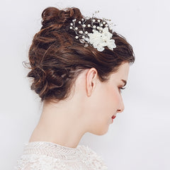 Silvery Lace Flower Rhinestone Wedding Hair Comb