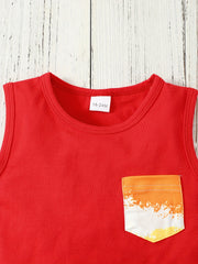 Boys Teen Casual Tank Top & Tie Dye Shorts Set for Summer