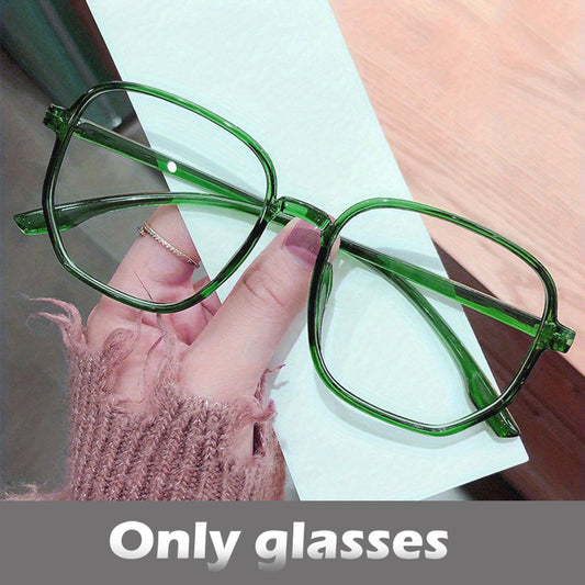 Large Polygon Eyeglass Frame Light Blocking Glasses Clear Lens