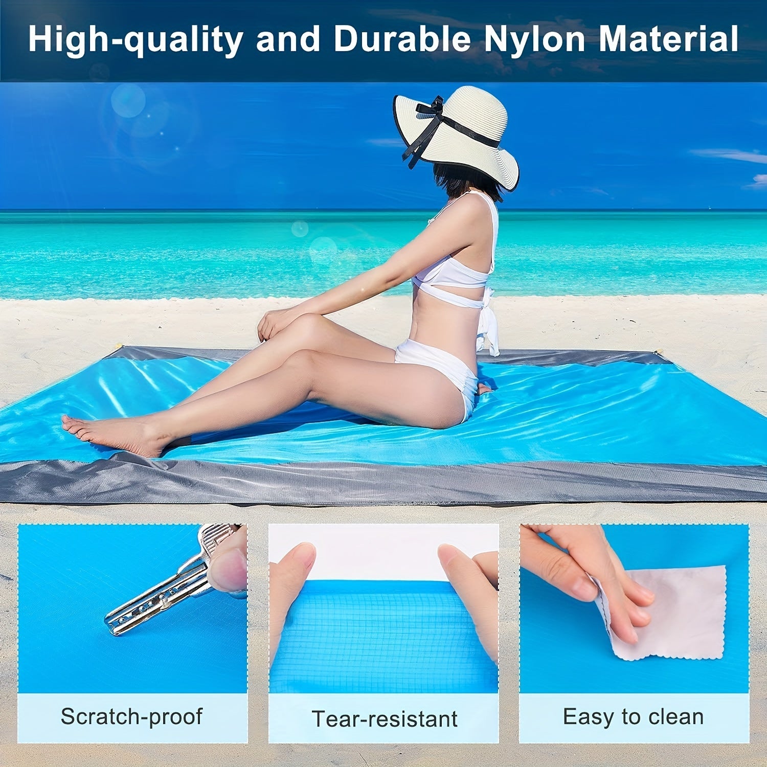 Waterproof Sandproof Beach Blanket Portable Mat for Travel Camping