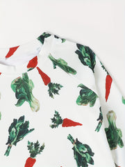 Boy's Vegetable Print Swimsuit Long Sleeve Top & Shorts