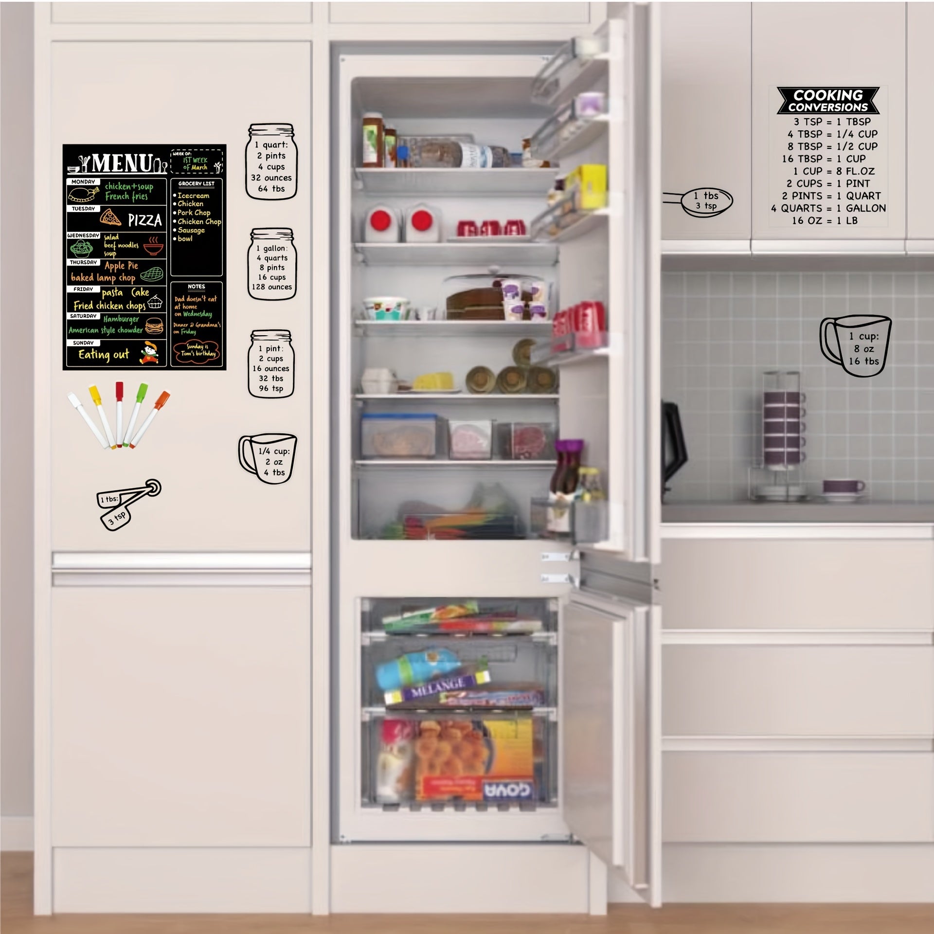 Magnetic Blackboard Calendar Refrigerator Sticker Set