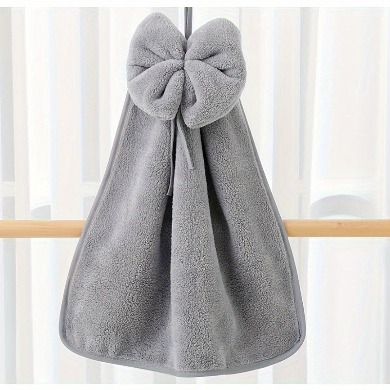 Bowknot Hanging Towel Coral Fleece Quick Drying Fingertip Towel