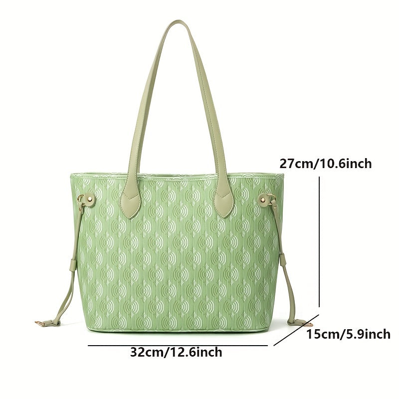 Vintage Geometric Print Tote Bag Retro Shoulder Bag & Purse