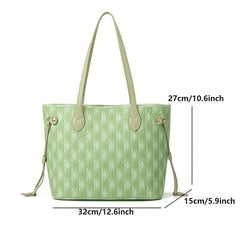 Vintage Geometric Print Tote Bag Retro Shoulder Bag & Purse