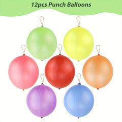 12pcs Punched Balloons in Various Colors for Birthday Parties