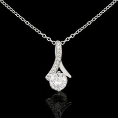 Water Drop Zirconia Necklace with Text Gift Card