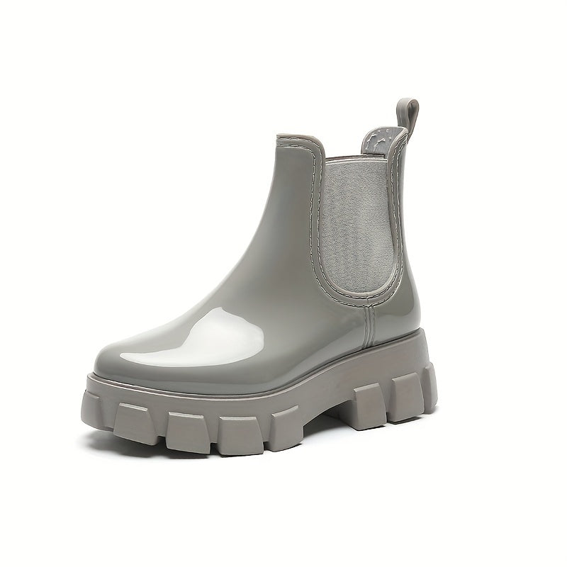 Solid Slip On PVC Rain Boots Water Shoes