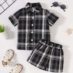 Baby Boy Casual Set Plaid Shirt & Shorts