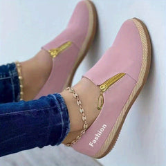 Solid Side Zipper Flat Casual Sneakers Slip On Pump Running Shoes