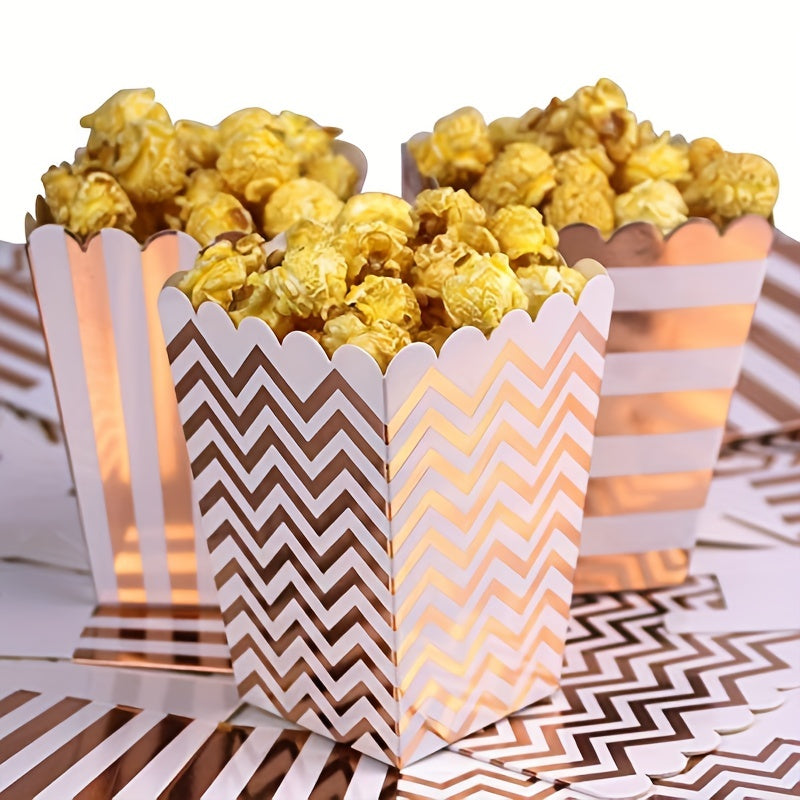12pcs Festive Rose Popcorn Boxes - Stylish Candy and Snack Containers