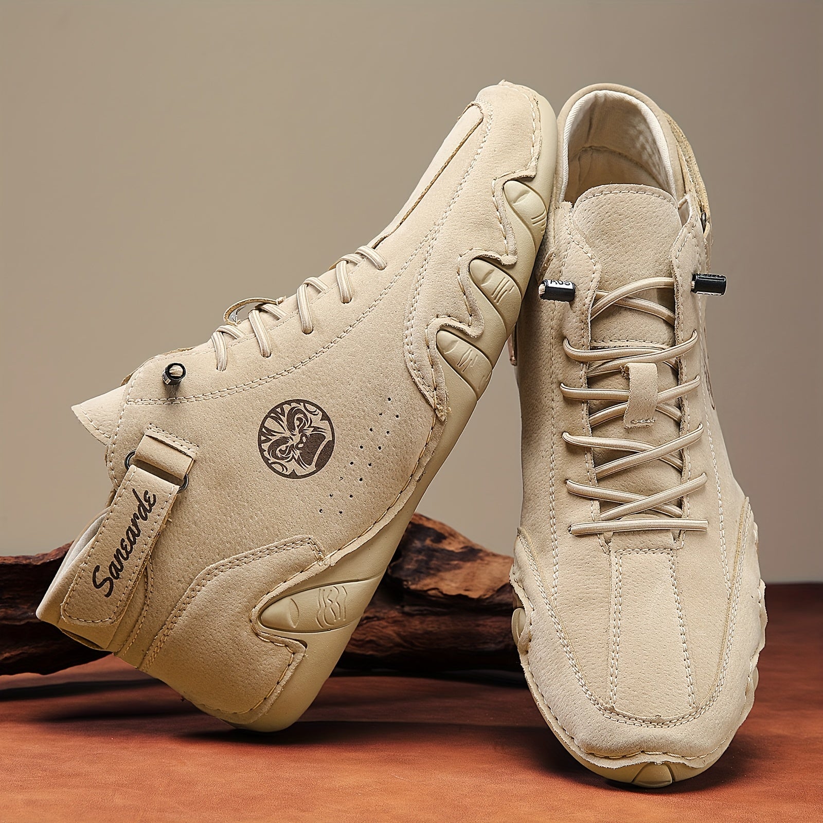 Men's Lace Up Hiking Boots Anti skid PU Leather Shoes