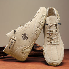 Men's Lace Up Hiking Boots Anti skid PU Leather Shoes
