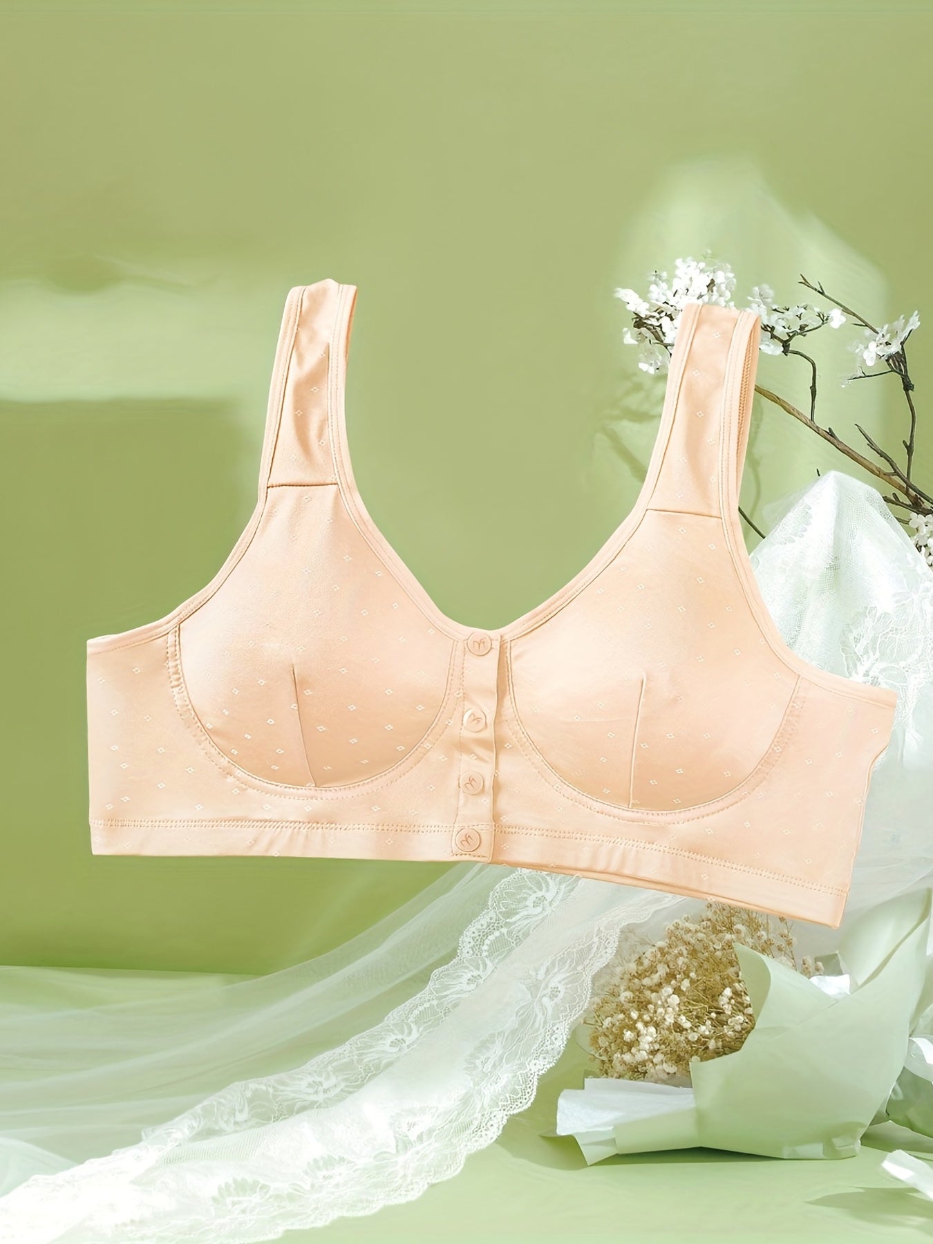 Plus Size Women's Ditsy Print Padded Comfort Bra