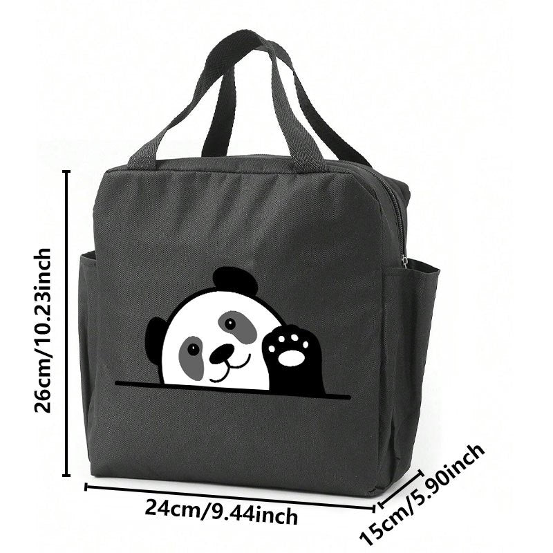Panda Themed Insulated Lunch Bag Leakproof Oxford Cloth Aluminum Foil