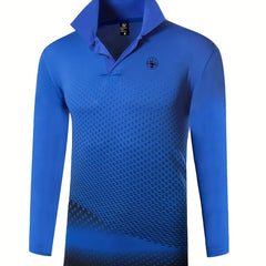 Men's Printed Long Sleeve Shirt Casual Half Button Lapel Shirt