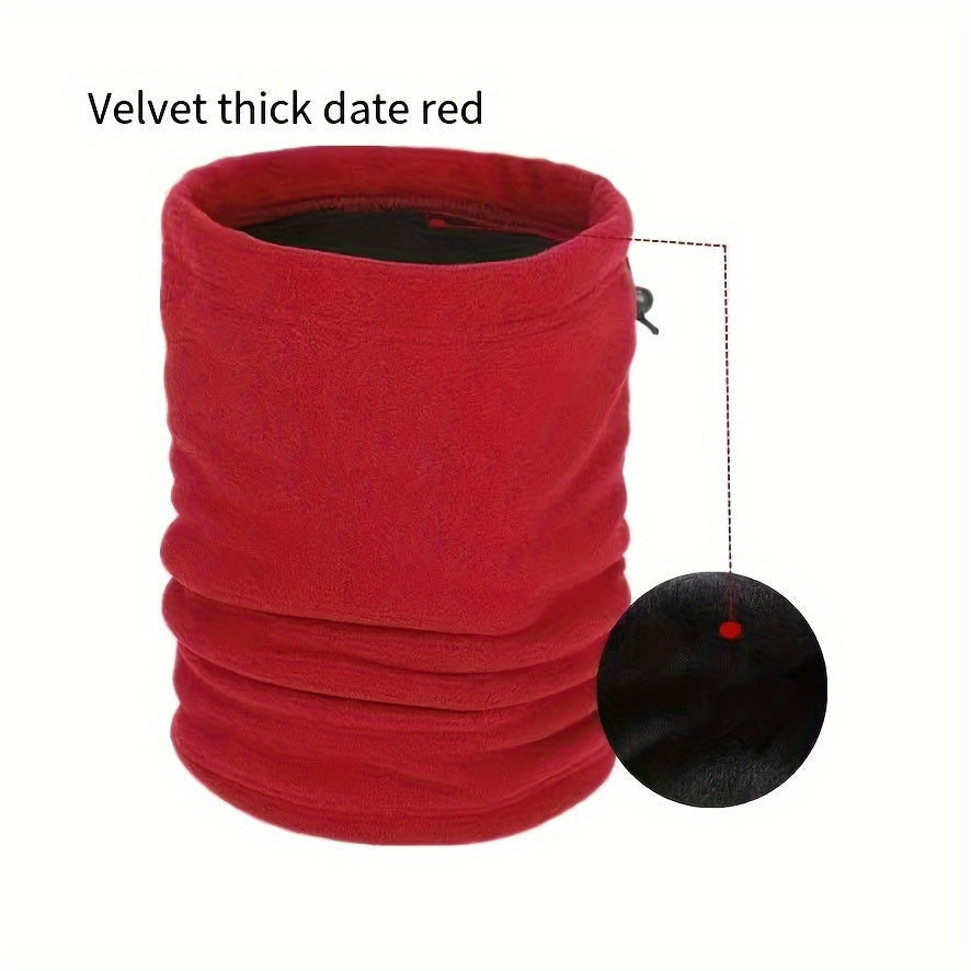 Polar Fleece Neck Cover With Drawstring Adjustable Elastic - Warm & Cold Proof
