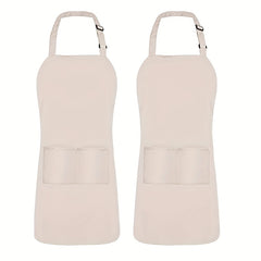 Adjustable Strap Bib Apron w/ 2 Pockets for Men & Women