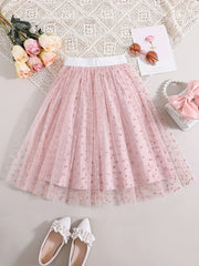 Girls Heart Graphic Mesh Tutu Skirt High Waist for Party