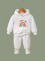 Girls Rainbow Hooded Sweatshirt & Sweatpants Set