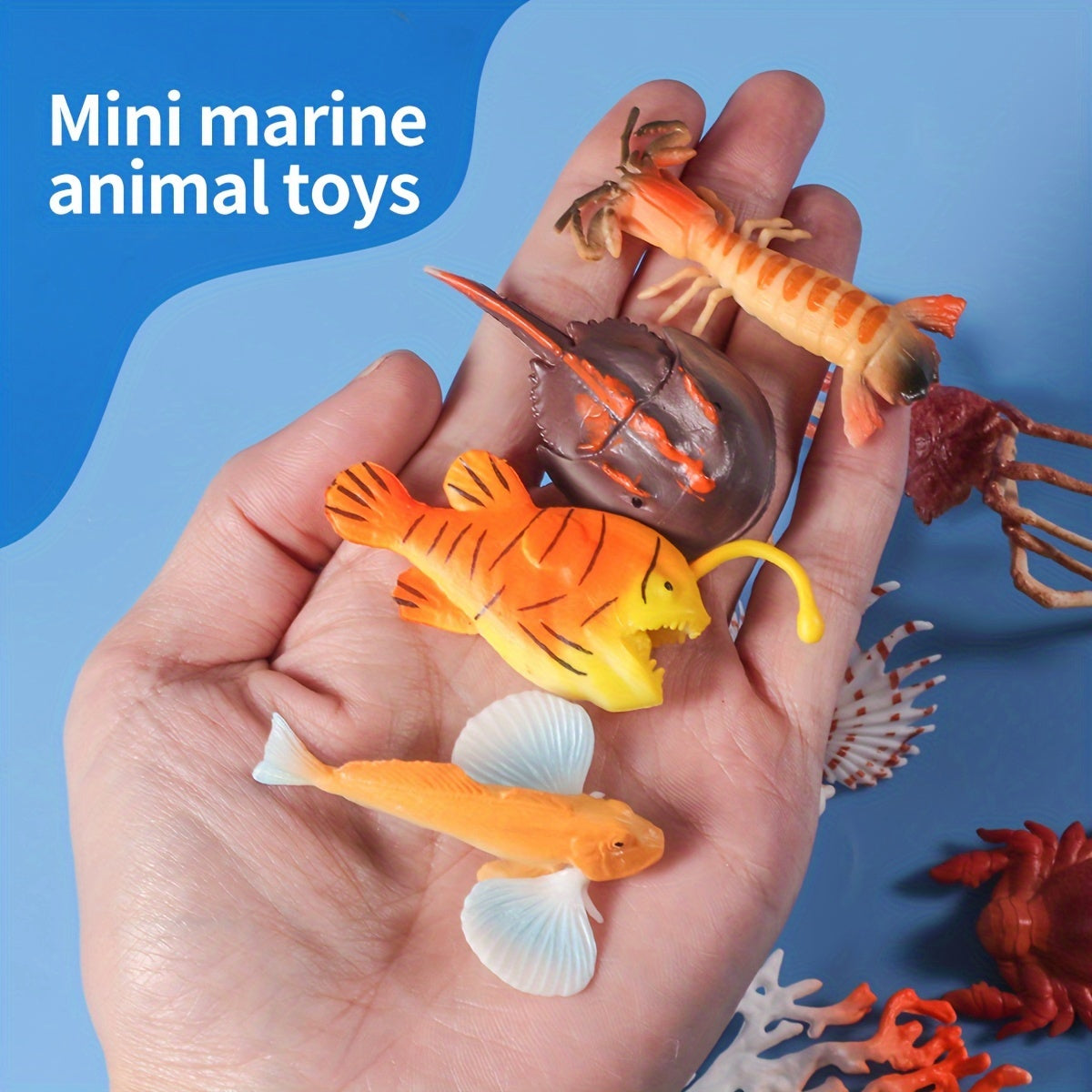 12pcs Mini Plastic Ocean Animals Set Educational Bath Toys