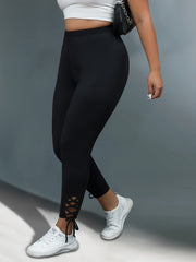  Solid Side Criss Cross Tie High Rise Skinny Trousers