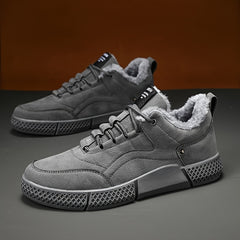 Men's Warm Fleece Solid Skate Shoes Casual Lace up Walking Sneakers Winter