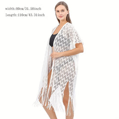 Striped Plus Size Shawl Cardigan Bikini Cover Up