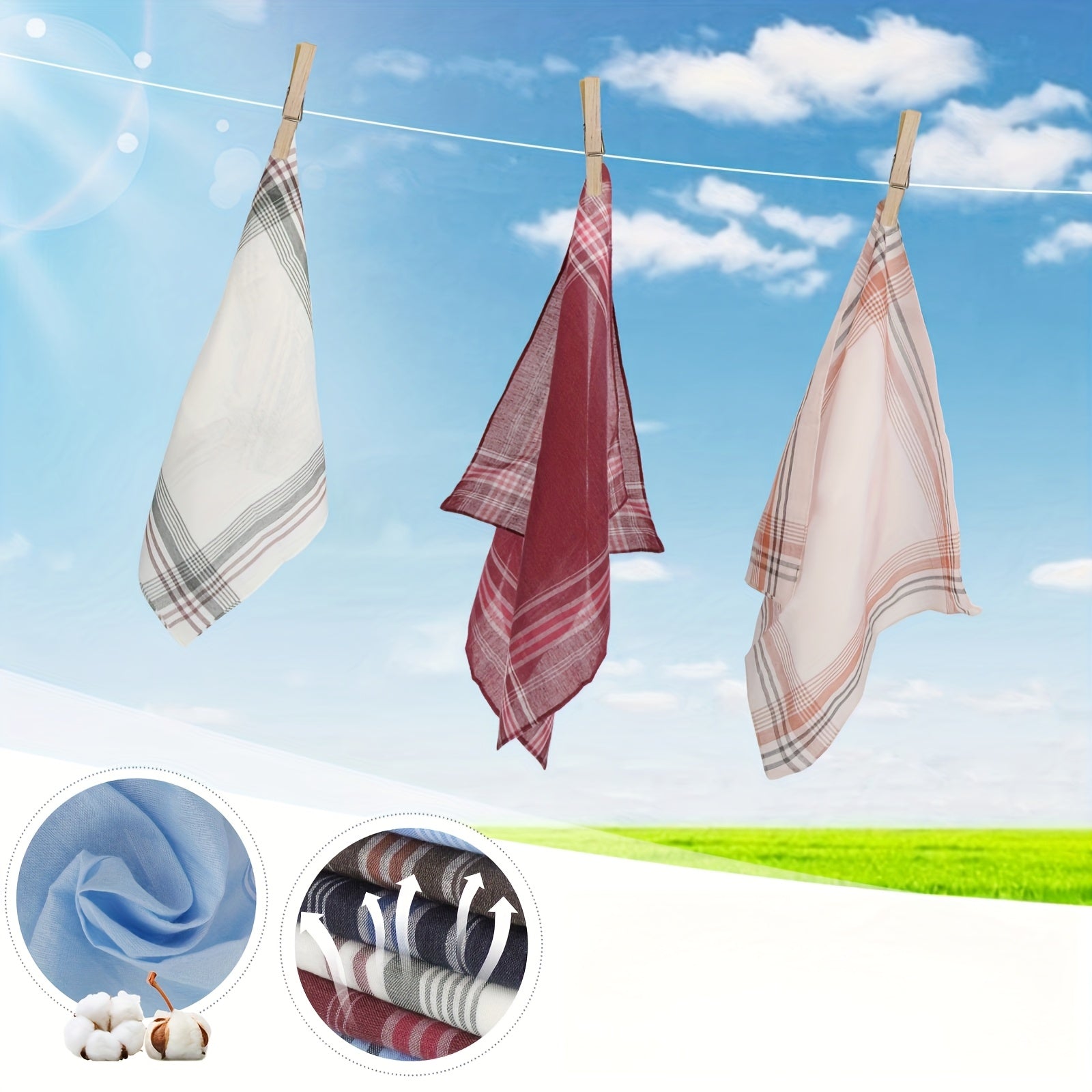 10pcs Classic Plaid Handkerchiefs for Gentlemen - Enhance Your Style