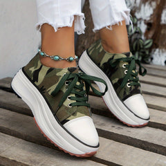 Women's Platform Canvas Shoes Casual Lace Up Outdoor Shoes