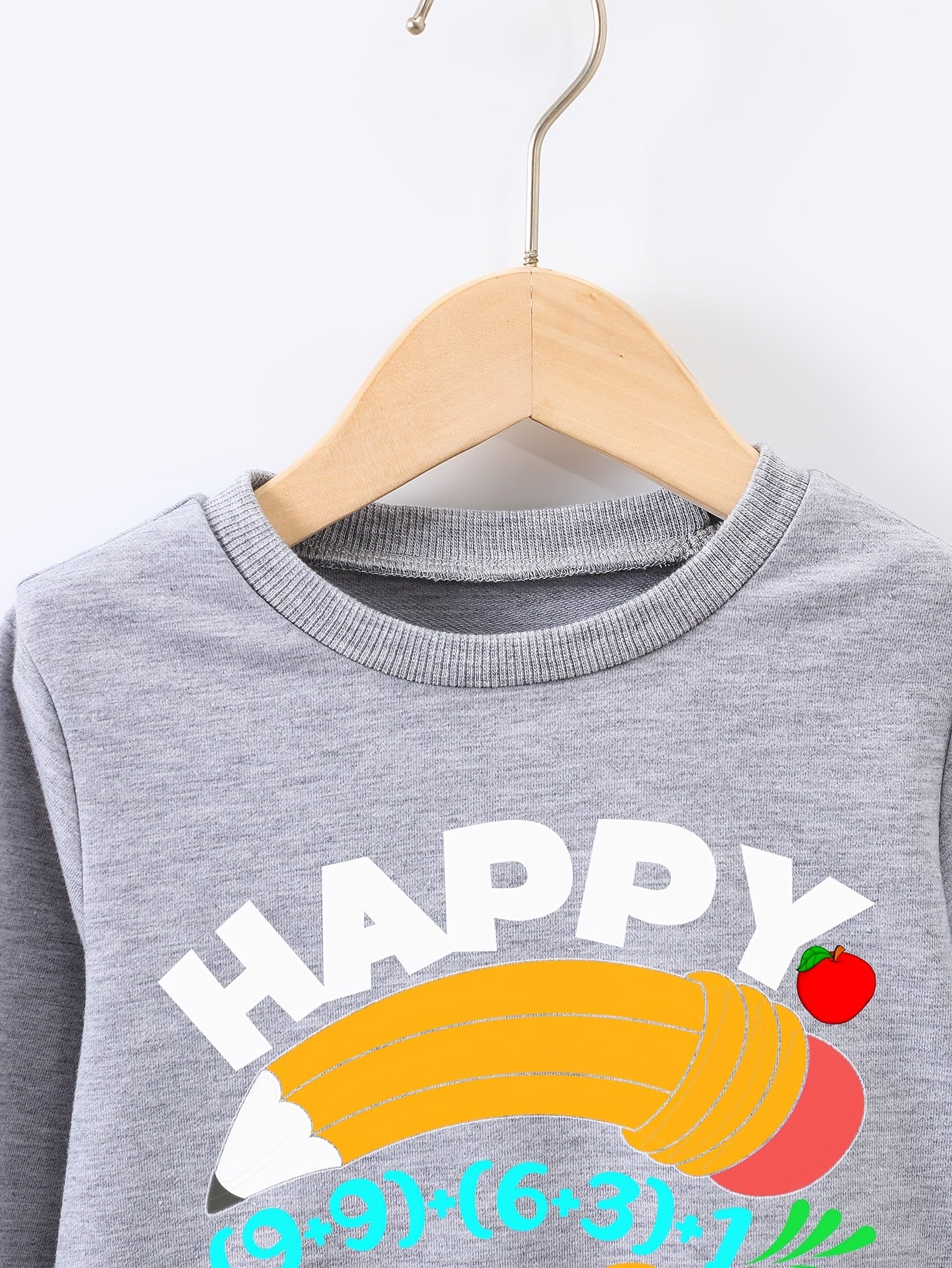 Boys Cartoon Letter Print Happy School Sweatshirt