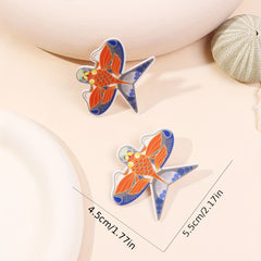 Cartoon Koi Printed Hair Clip for Luck, Chinese Style Hair Clip for Women