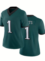 Women's American Football Jersey Embroidered V Neck Short Sleeve T-shirt