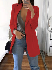  Casual Blazer Women's Solid Long Sleeve Suit Coat
