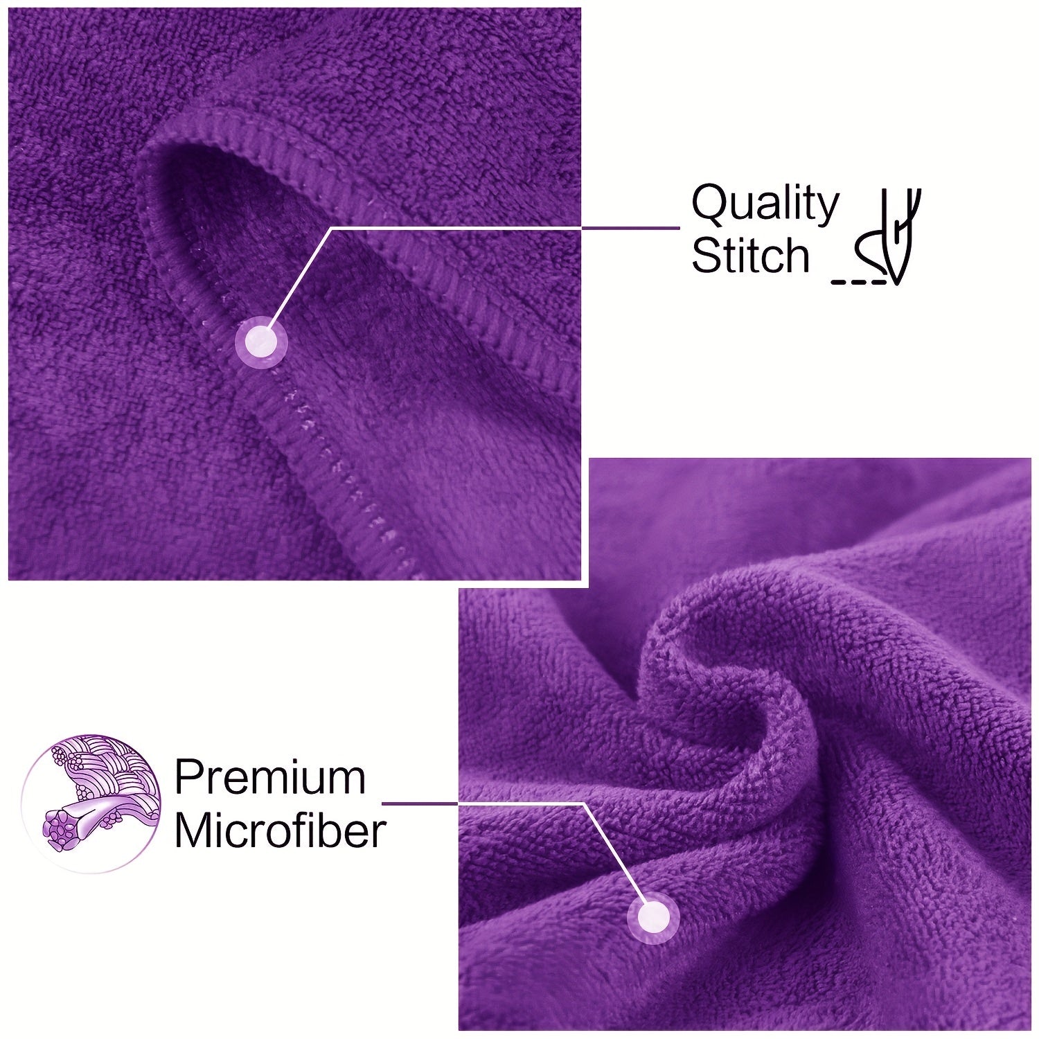 6pcs Microfiber Bath Towel Sets Extra Absorbent Quick Drying