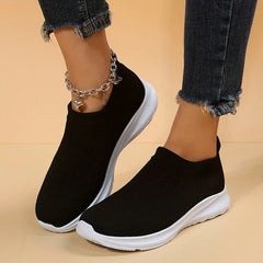 Women's Knit Slip-On Sneakers Low Platform Shoes