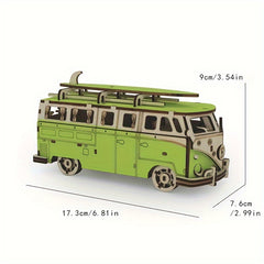 Dopamine Colored Mini Camping Car 3D Puzzle Wooden Enthusiast Holiday Ornament