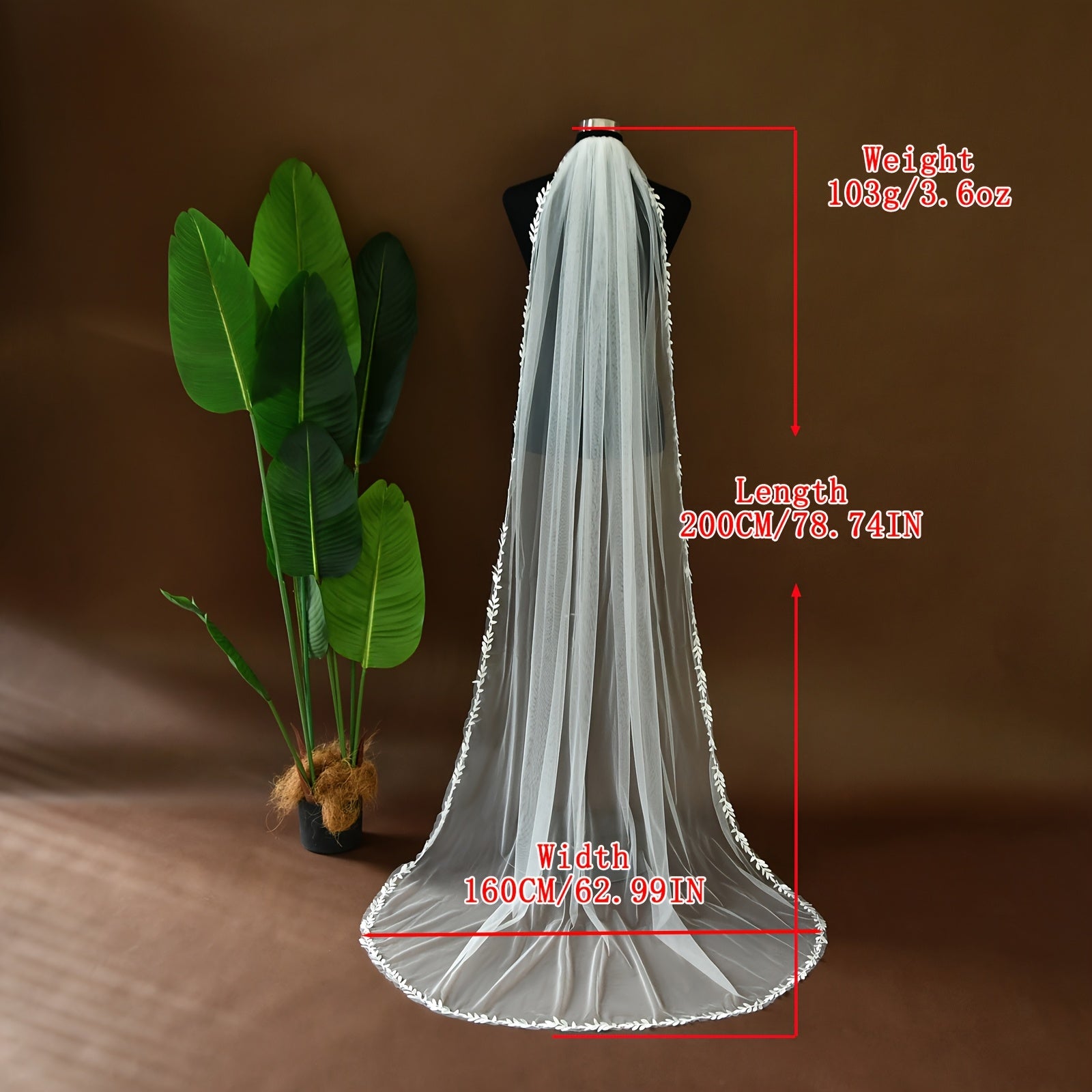 Romantic Bridal Veil with Lace Trim & Tulle Overlay
