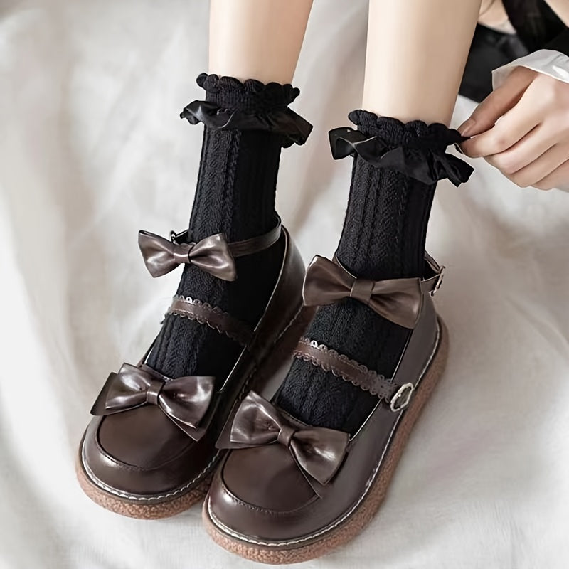 6 Pairs 3D Ruffle Socks Women's Stockings Hosiery