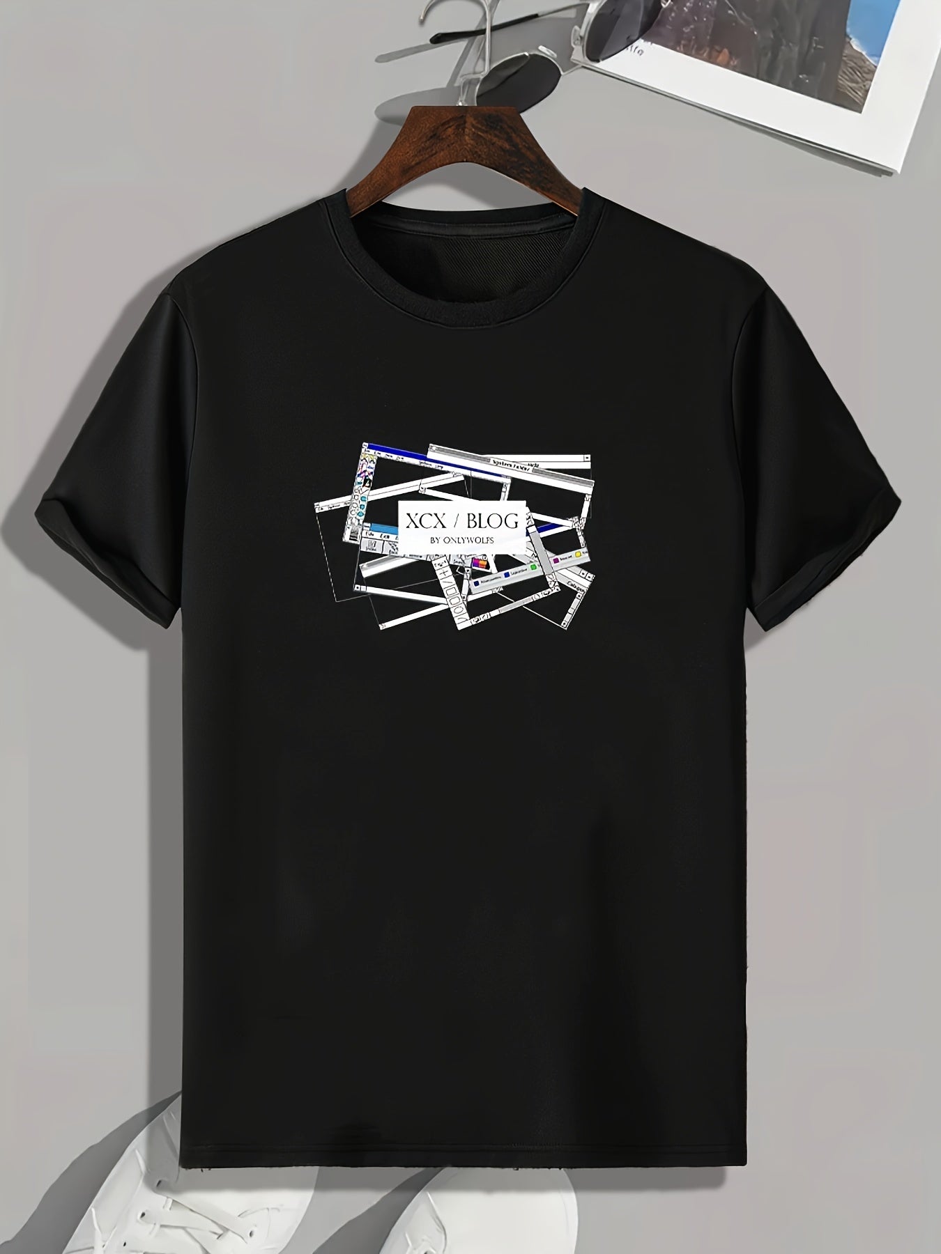 Letter Pattern Print Men's Comfy Sports T-shirt Graphic Tee