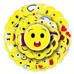 50pcs Smiling Face Stickers Waterproof Luggage Graffiti Motorcycle Car