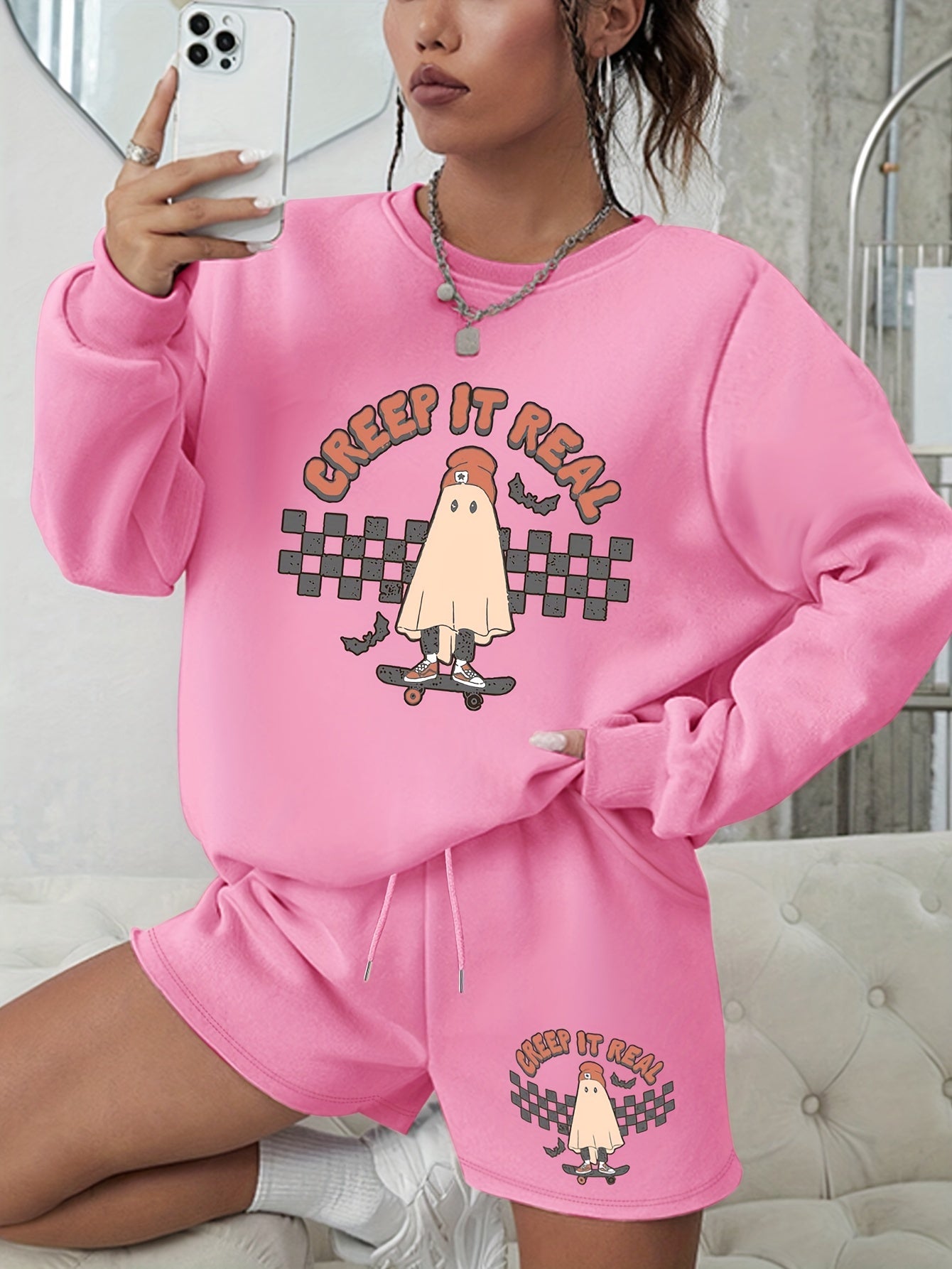  Halloween Casual Outfits Two Piece Set Women's Plus