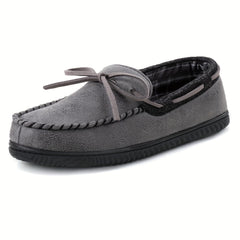 Men's Warm Fleece Lining Non Slip Slippers Comfortable Rubber Sole