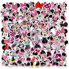 Set of 50 Pink Mickey Stickers - Unique Outlined Design - High Self Adhesive